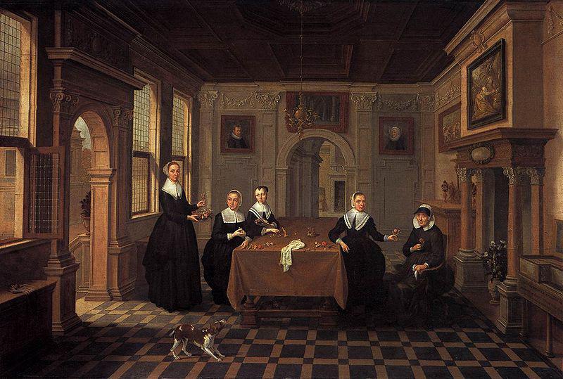 Bartholomeus van Bassen Five ladies in an interior